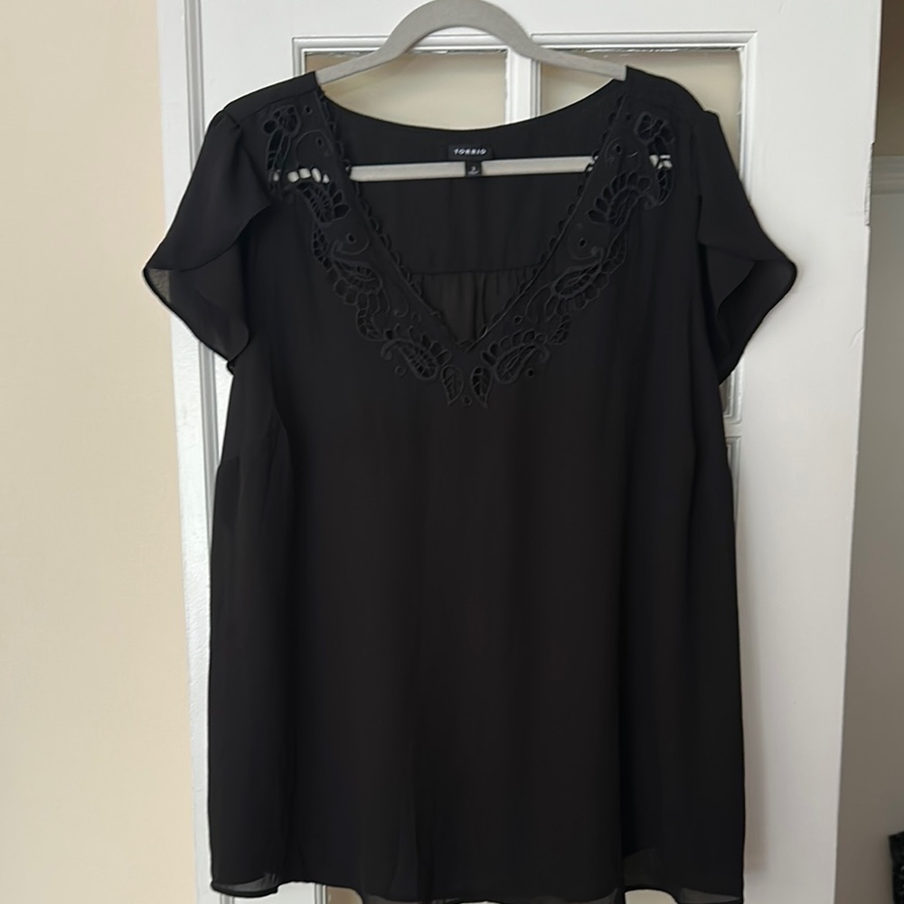 Torrid Black Embellished flutter Sleeve top